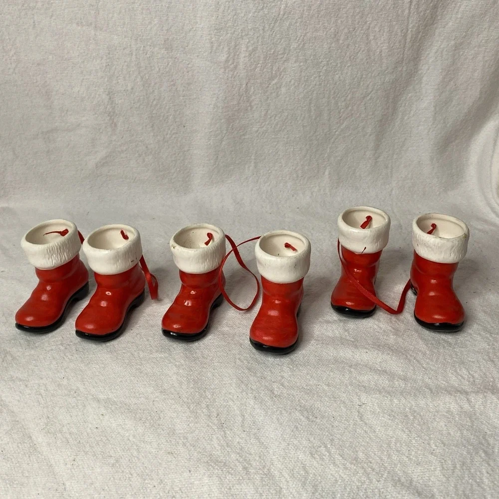 Set Of‎ 3 Kurt Adler Santa Boots Christmas Ornaments Please See Pictures